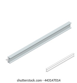 3d metal beam.Isolated on white background. 3d isometric style.Vector illustration.