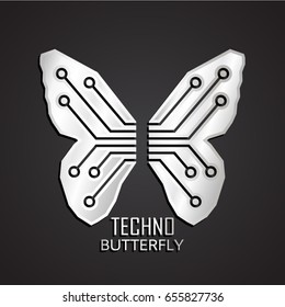 3d metal circuit board butterfly logo