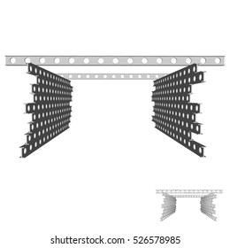 3d metal construction beam.Isolated on white background. Vector illustration.