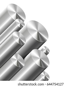 3D metal cylinders on white background. Vector illustration