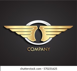 3d metal elegant stylish winged logo
