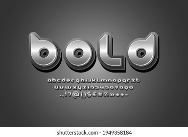 3D metal font, metallic rounded alphabet, letters A, B, C, D, E, F, G, H, I, J, K, L, M, N, O, P, Q, R, S, T, U, V, W, X, Y, Z and numbers 0, 1, 2, 3, 4, 5, 6, 7, 8, 9, vector illustration 10eps svg