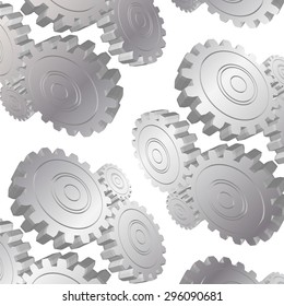 3D metal gears pattern on white background
