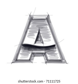 3d Metal Letters Sketch - A. Eps10