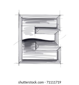 3d metal letters sketch - E. Eps10