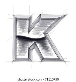3d metal letters sketch - K. Eps10