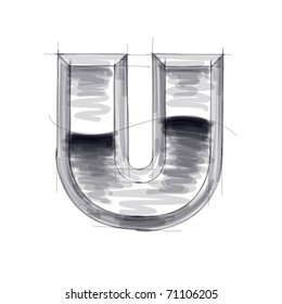 3d metal letters sketch - U. Eps10