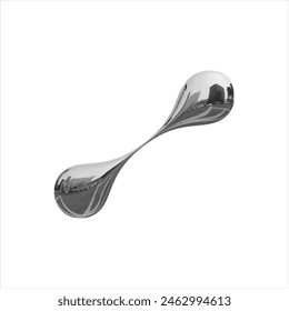 3D-Metall-Flüssigkeitselement im Y2K-Stil. Tropfenform aus metallischem Chrom auf transparentem Hintergrund. Isoliertes 3D-Zeichen.