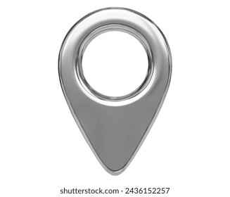 3d metal map location pointer. Pin code icon of the geolocation map. Cartoon style. Stock vector illustration on isolated background.