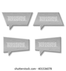 3d metal plate speech bubble icon for text quote. Vector blank template