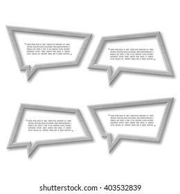 3d metal plate speech bubble icon for text quote. Vector blank template
