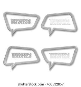 3d metal plate speech bubble icon for text quote. Vector blank template