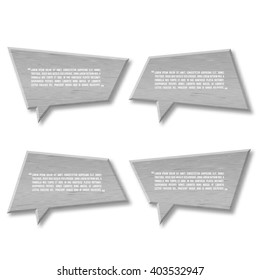 3d metal plate speech bubble icon for text quote. Vector blank template