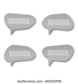 3d metal plate speech bubble icon for text quote. Vector blank template