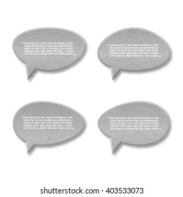 3d metal plate speech bubble icon for text quote. Vector blank template