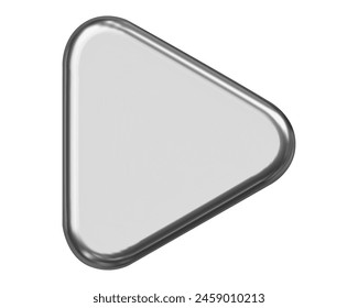 3d metal play button icon. Symbol to watch tv, video, movie,live stream. Stock vector illustration on isolated background.