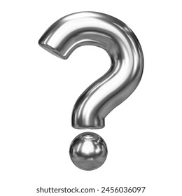 3d metal question mark. Faq problem solution symbol. Vector illustration on isolated background.