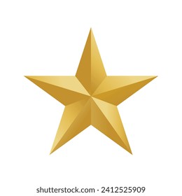 3d metal star isolated, vector illustration