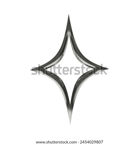 3d metal star in y2k style isolated on white background. Vector illustration for retro futuristic design