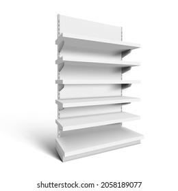 3D Metal Store Display Shelves For Product Promotion. EPS10 Vector