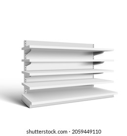 3D Metal Store Display Shelves For Product Promotion. EPS10 Vector