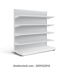 3D Metal Store Display Shelves For Product Promotion. EPS10 Vector