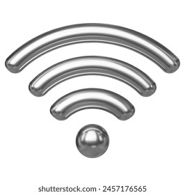 3d metal Wifi icon color. Cartoon minimal style. Online communication concept. Stock vector illustration.