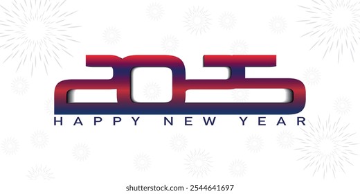 3d metallic 2025 happy new year typography with sleek red and blue design for stylish holiday greetings