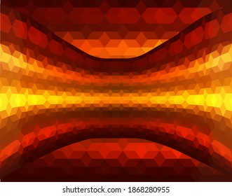 3D metallic background weith mosaic cube pattern, orange shiny vector design.