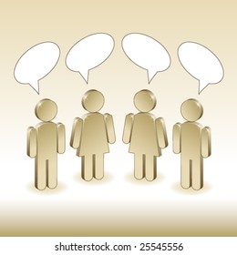 3d metallic characters discussing