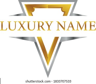 3d metallic golden shield logo template for company or business profile