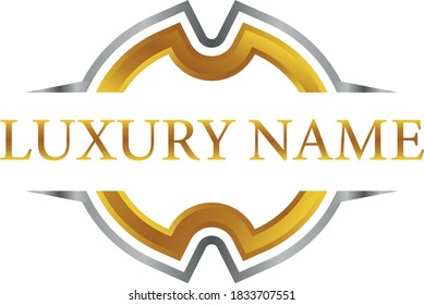 3d metallic golden shield logo template for company or business profile