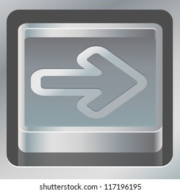 3D metallic icons set - arrow, direction, right