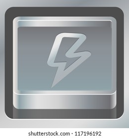 3D metallic icons set - bolt, charge, lightning