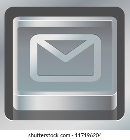 3D metallic icons set - envelope, mail, send