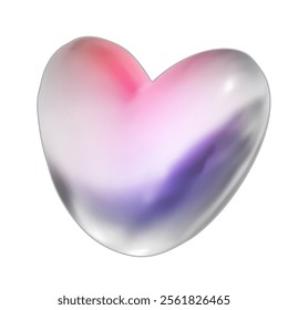 3D Metallic liquid shape. Heart icon vector illustration