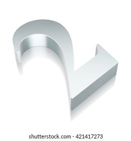 3d metallic number 2 (two) with reflection on White background, EPS 10 vector illustration.