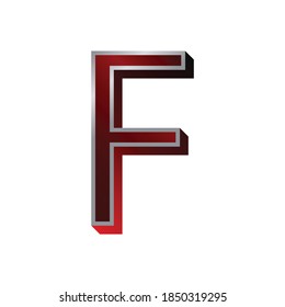 3D Metallic Red and Silver Color Letter F isolated on White Background. Red Metallic Letter F for posters, flyers and others. Red Metallic Letter Collection.