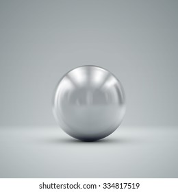 3D metallic sphere with reflections. Vector realistic illustration with silver core