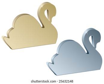 3d metallic swans