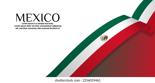 3D Mexico Flag Banner with copy space. Green, white, and red Mexican flag. Editable Vector Illustration. EPS 10