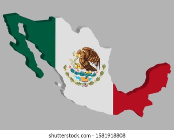 3D Mexico Map Flag Vector illustration Eps 10