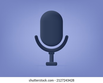 3d mic icon. A device for broadcasting sound, audio recording, interviews. Microphone for speaker, blogger or podcast recording. Headset for connecting sound and communication. Vector illustration