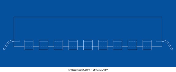 3D microchip. Vector rendering of 3d. Wire-frame style. The layers of visible and invisible lines are separated