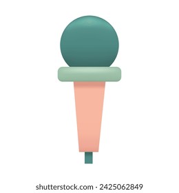 3d Microphone Icon for Music or Radio. Audio Equipment for Singing, Interviews, Broadcasts, Podcast. Cartoon Minimal Style. Trendy Vector Realistic Illustration.