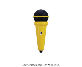 3d microphone icon for radio or music entertainment, audio equipment item 3d render