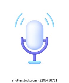 3D Microphone illustration. Audio equipment for broadcasts and interviews. Modern vector in 3d style.