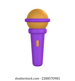 3d microphone for radio, music or karaoke. Audio equipment for broadcasts and interviews in cartoon style. Vector illustration.