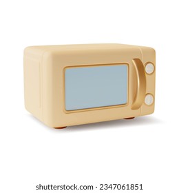 3d Microwave Oven with Closed Door Cartoon Style. Vector illustration of Kitchen Electric Appliance with Buttons