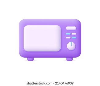 3D Microwave oven isolated on white background. Home appliances icon. Kitchen concept. Can be used for many purposes. Trendy and modern vector in 3d style.